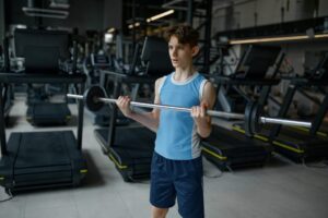 A man doing exercise in the gym