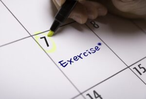 A calendar with text exercise