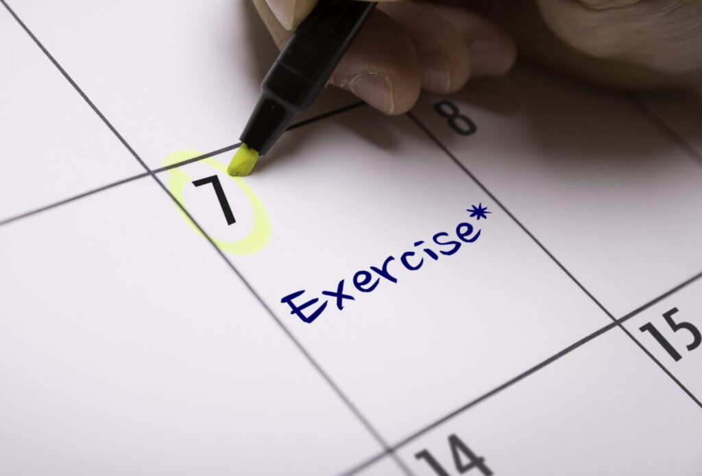 A calendar with text exercise